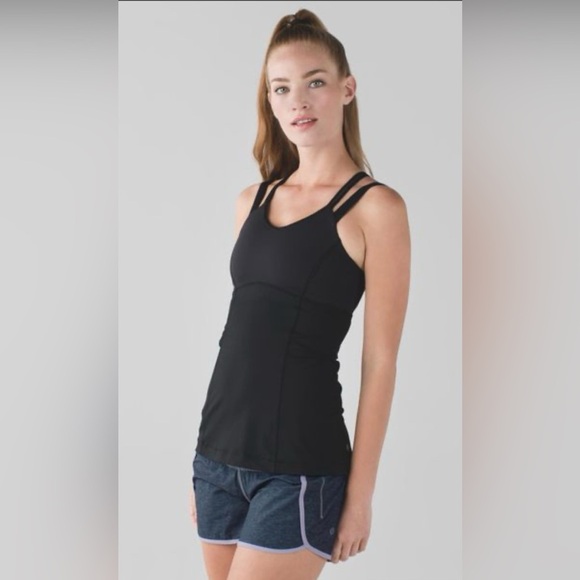 Lululemon Ace Tank Womens Size 6 Black Strappy Criss-Cross Back Active Yoga Top. - Picture 1 of 7